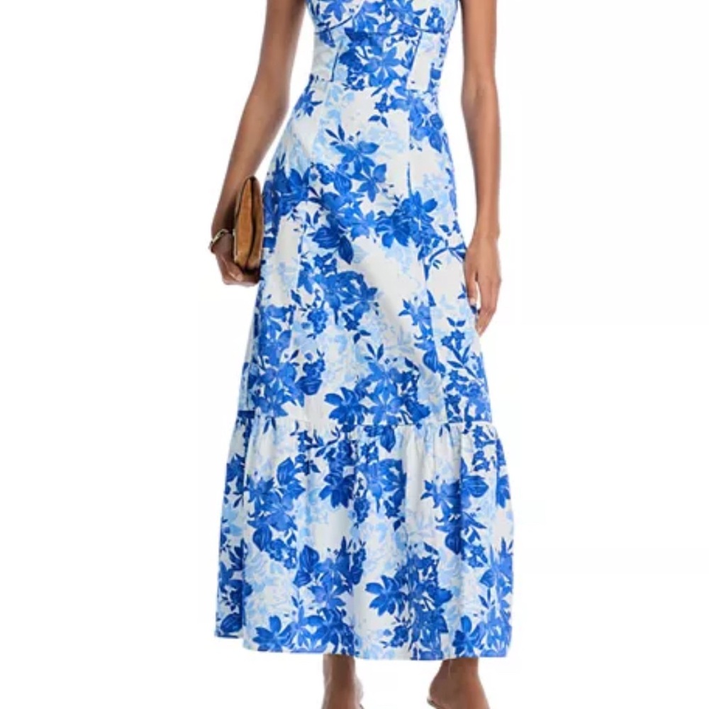 aqua corset maxi dress
